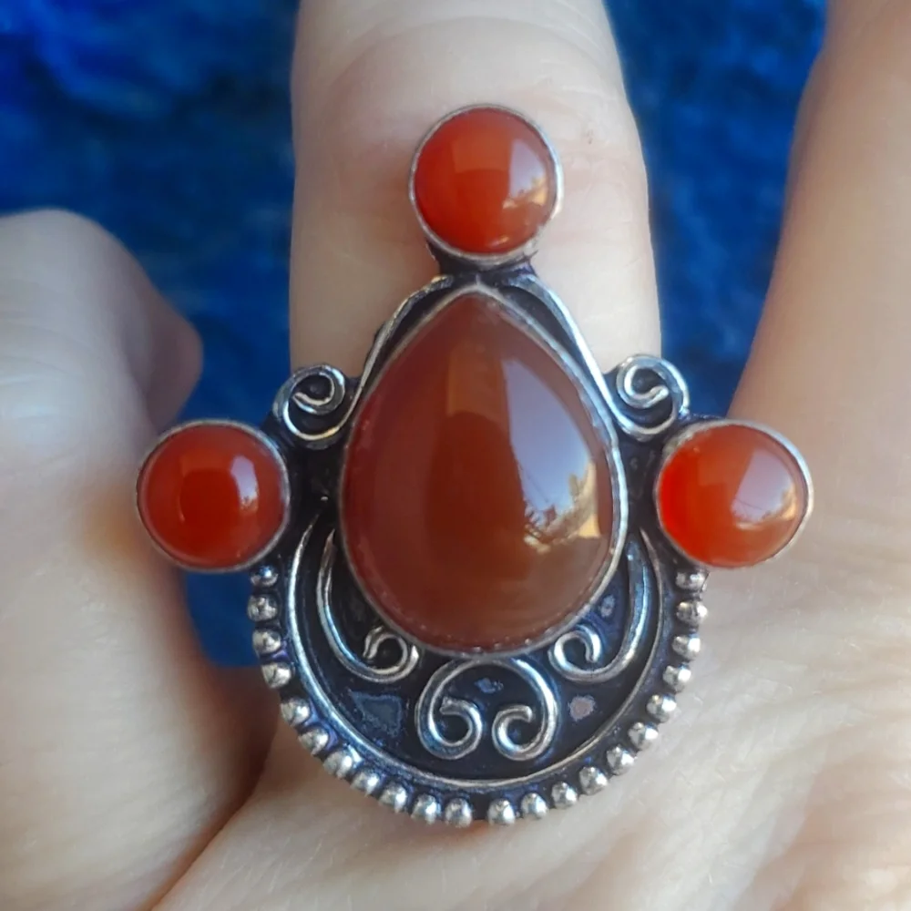 New Carnelian 925 Silver Ring.